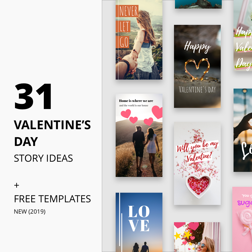 Happy Valentine Day instagram card in 2019 graphic trend, color