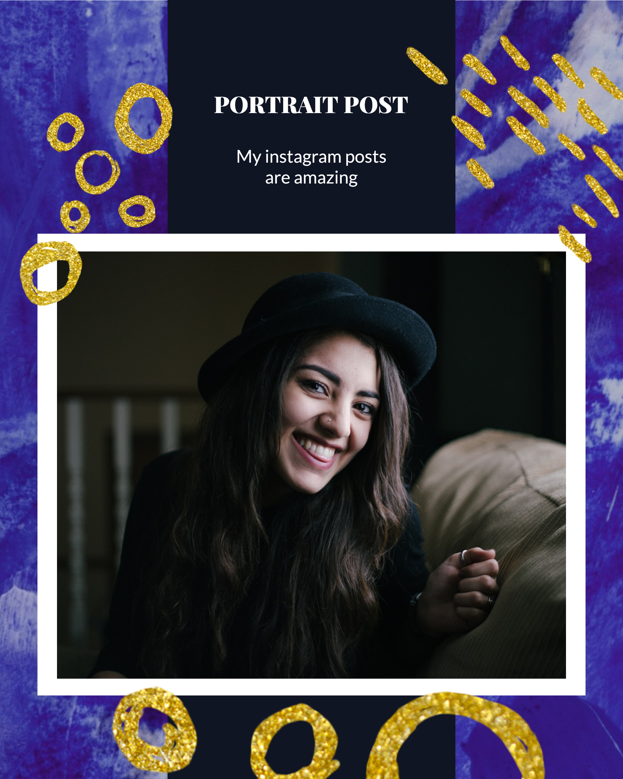 #bluegold Post collection - PORTRAIT POST My instagram posts are amazing Instagram Post Template